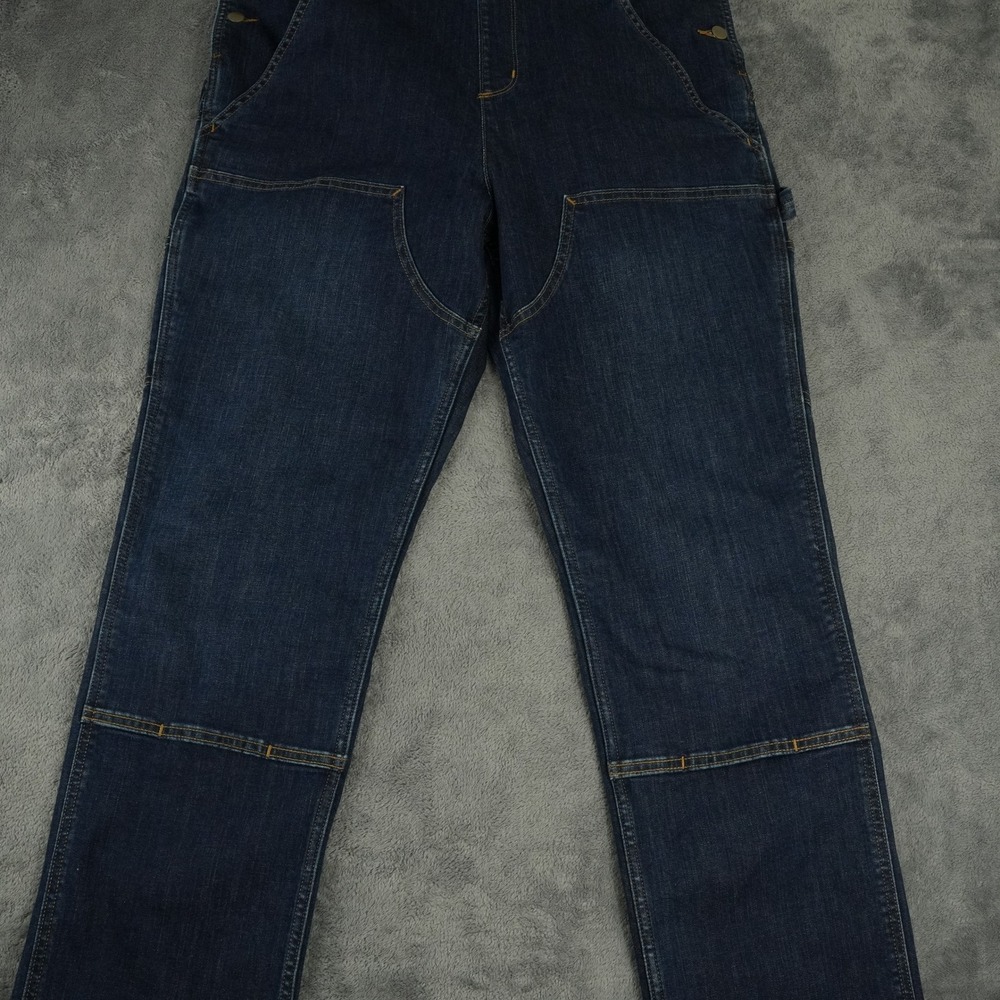 Carhartt Overalls Womens L (12/14) Dark Blue Double Knee Denim Bibs 104044 464 - Picture 4 of 12